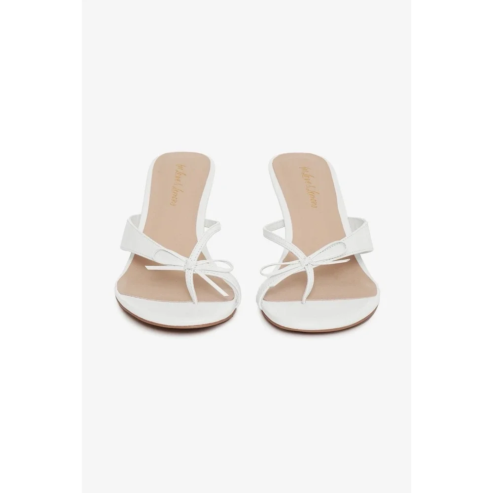 For Love And Lemons Elea Heel Thong Sandals White Size 37 New! Sz 7